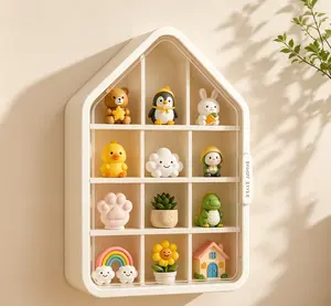 1Pcs Wall-Mounted Blind Box Display Case, Magnetic Door House-Shaped Figurine Organizer, 40.5×31.5×9.2cm Dustproof Collectible Storage Shelf, White, for Home Decor, Bedroom/Living Room Display, Blind Box Collectors and Toy Enthusiasts