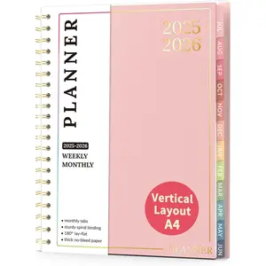 Teacher Planner 2025-2026,  Academic Planner from Jul 2025 - Jun 2026, 8.5"x11", Weekly & Monthly Calendar Planning Book with 7 Periods, School Lesson Agenda with Subjects, Pastel Teacher Student Supplies, Month Tabs, Pink