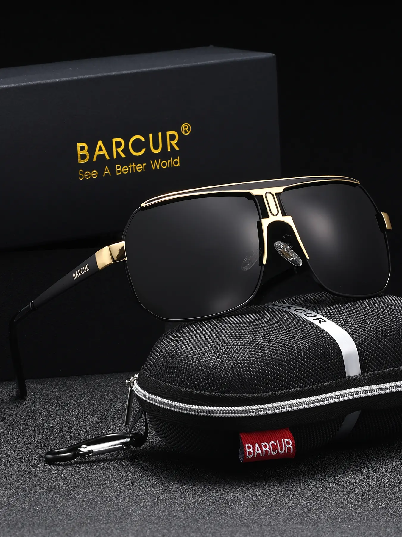 Barcur Polarized Fashion Men's Glasses, Stylish Fishing Driving Hiking Sports Eyewear, Trendy Sporty Sunglasses, Outdoor Fashion Sunglasses, Fashionable Sunglasses, Stainless Steel Frame, All Seasons