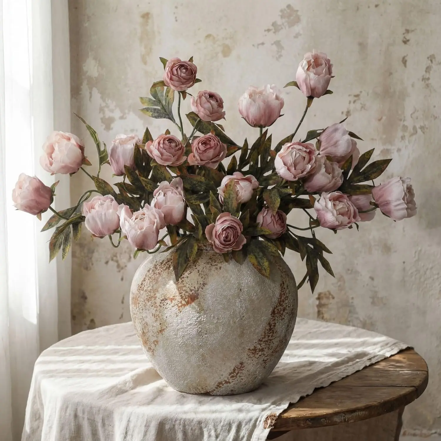 6/12 Pcs Vintage Silk Artificial Peonies Bouquets with Soft Long Stems, Decorative Juneteenth-Carnival-Music Festival Decor, Vase Decor for Home Table Centerpieces, Daily