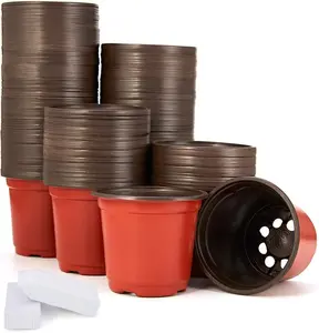 200-Pack 4 Inch Plastic Nursery Pots Come with 200 Pcs Labels, Seedling Flower Plant Container and Seed Starting Pots