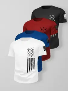 Men's Breathable Comfort Print T-Shirt Set, Summer Casual Wear, Casual Comfy Workout, Gym Running Fitness, Gym Tees, Athletic Sports Clothing, Athletic Shirts, Round Neck Short Sleeve, Quick Dry Ventilated