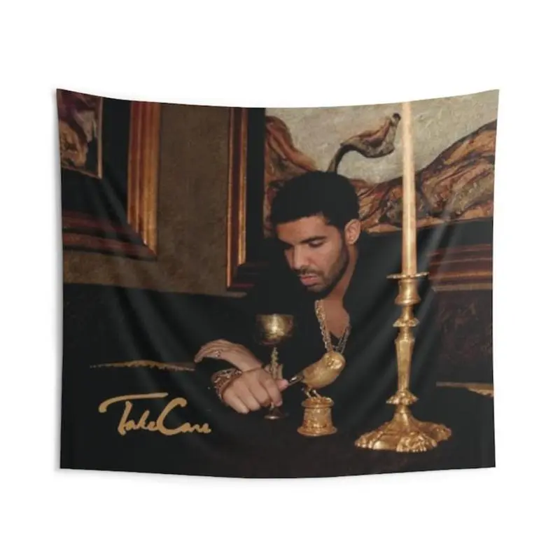 Drake Take Care Strong Polyester Bright Vertical Tapestry Wall Hanging, Hand Washable Home Decor Gift, Ideal for Living Room Decor & Outdoor Use, Hand Wash, Outdoors