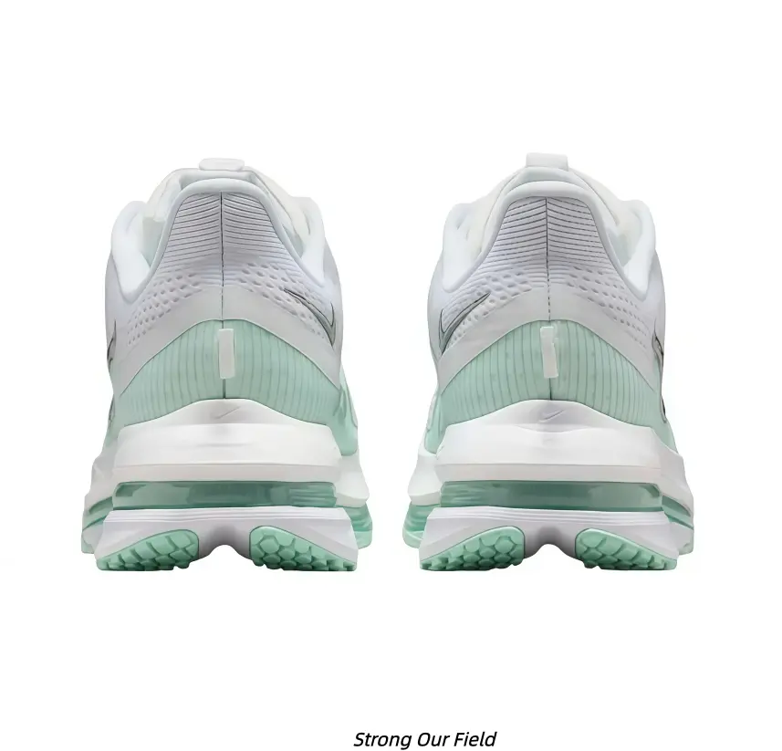 White Mint Green Spliced Mesh Running Sneakers Silver Metal Side Logo Front Visible Cushion Thick Soft Cushion Midsole Lightweight Breathable Fitness Shoes Unisex