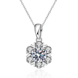 New 925 silver moissanite snowflake love necklace holiday gift hot style(with gift box)