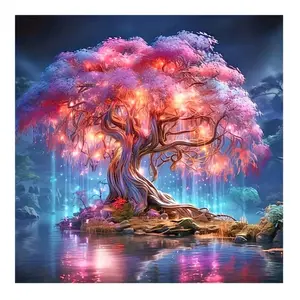 Scenery Tree Diamond Painting Kit Square Drill Round Drill Handmade Embroidery Art Gift Set, Diy Kits, DIY Supplies Type, Perfect Craft Project, Handmade Gifts