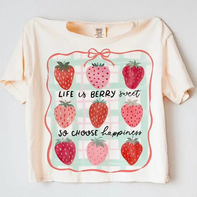 Comfort Colors Life Is Berry Sweet Berry Coquette Strawberry, Inspirational Strawberry Summer, Trendy T-Shirt - TrendWear USA