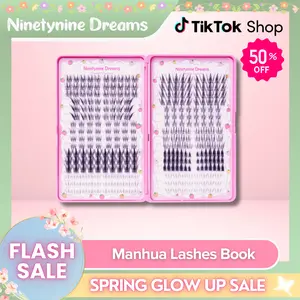 Ninetynine Dreams THE MANHUA LASHES BOOK | includes 10 Styles of Anime Manhua Douyin False Eyelash Clusters — Natural to Dramatic Upper & Bottom Lashes, Reusable Long-Lasting Ultra-Thin Band Individual Eyelashes Travel Friendly Lash Set for Beginners