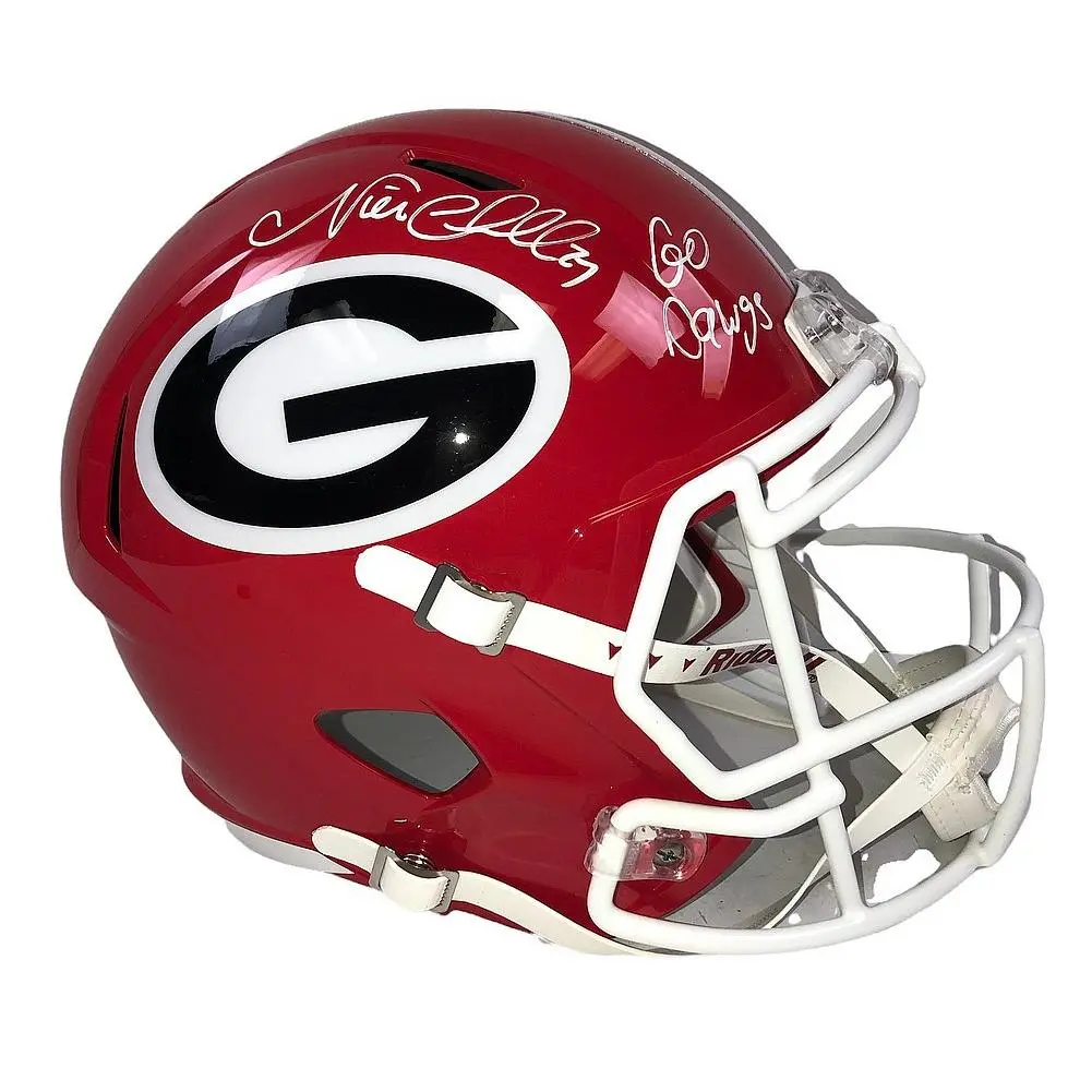 Nick Chubb Signed Georgia Bulldogs Riddell Speed F/S Rep Helmet w/Go Dawgs! -BAS