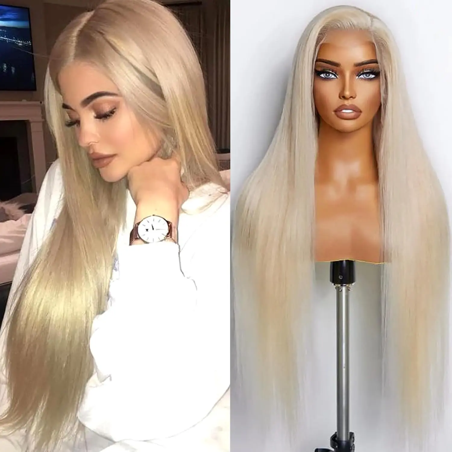 【Biggest Sale】OurWigs 13x6 Lace Front Wigs Synthetic 24 Inch Long Straight Wigs Pre Plucked Natural Black Lace Frontal Wigs Wigs for Women Girls Daily Wear