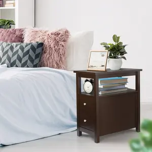 Segawe Set of 2 Modern Wood Stylish Storage End Tables - Nightstand Bedside Tables with 2 Drawers & Shelf for Living Room, Bedroom, Modern Side Table, Nightstand Bedside Table, Wood Bedside Table