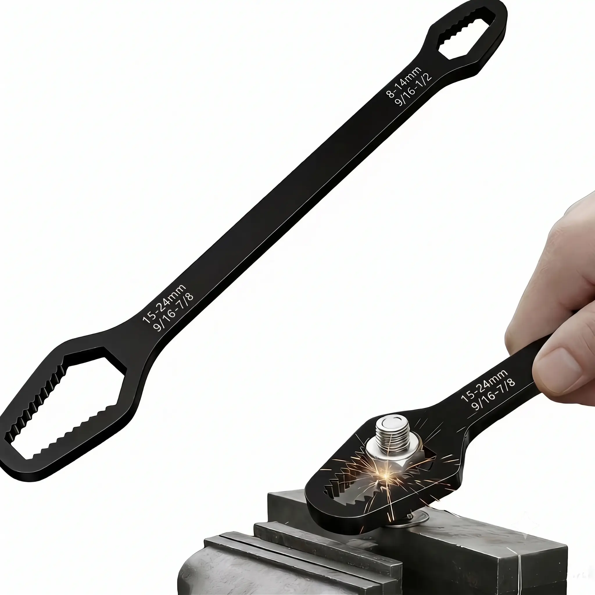 Self-Tightening Adjustable Box Wrench Set 8-24mm, Double-Ended Torx Box Spanner Anti-Slip Hand Tool for Vehicle Nut and Bolt Maintenance Assembly and Disassembly