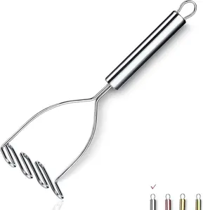 Stainless Steel Potato Masher 9.6 Inch, Heavy Duty Mirror Polish Hand Masher – Food Masher for Potatoes, Vegetables & Fruits, Dishwasher Safe