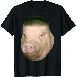 100% Cotton Wigger Pig Fade Buzz Haircut Funny Meme Brainrot Unhinged T-Shirt