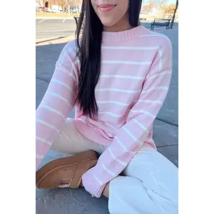 Pink Stripe Relaxed Sweater