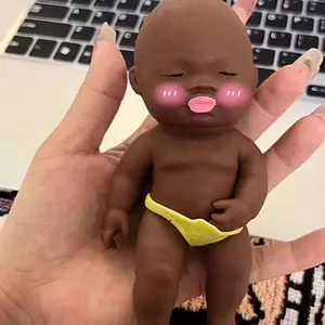 Chubby Black Baby Squishy Toy Soft Silicone Stress Relief Squeeze Toy Stretchable Fidget Toy for Kids Adults