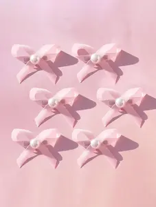 6pcs/Set Pet Bow Hair Clips, Cute Cat Pearl Bow Hair Accessories For Dog Birthday Decoration