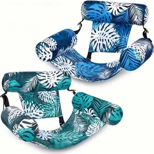 2026 New Tropical Palm Leaf Inflatable Floating Chair, Ergonomic Water Lounger with Headrest Armrest, Comfortable Multifunctional Water Relax Seat for Adults