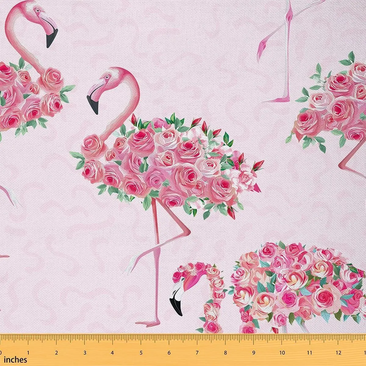 Flamingo Print Fabric Red Birds Wild Animal Decorative DIY Projects Romantic Pink Flower Plant Outdoor Soft Flannel Polyester No Stretch Fabric