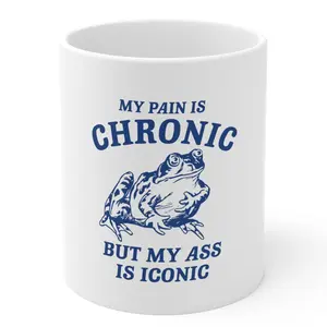 Gifts For Colleague, My Pain Is Chronic, But My Ass Is Iconic Ceramic Mug, Mug Gift, Introvert Mug, Raccoon Meme, Birthday Mug, Coworker Novelty Coffee Mug, Gifts For Him Her, Ceramic 11 15oz Tea Cup