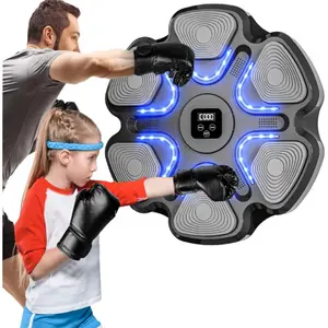 Music Boxing Machine with LED Lights & Bluetooth, Smart Wall-Mounted Boxing Trainer for Kids & Adults, Adjustable Speed Settings, Includes Boxing Gloves (Six Targets)