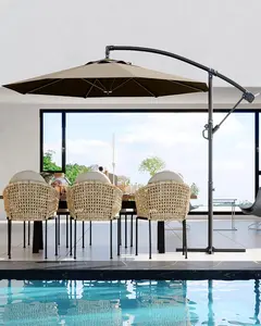 10 ft Offset Cantilever Patio Umbrella - Outdoor Shade Canopy, Fade-Resistant Polyester Adjustable Tilt Canopy, Cross Base, Infinite Tilt, Crank Lift, Offset Parasol for Deck, Backyard (Shades 2-6 People)