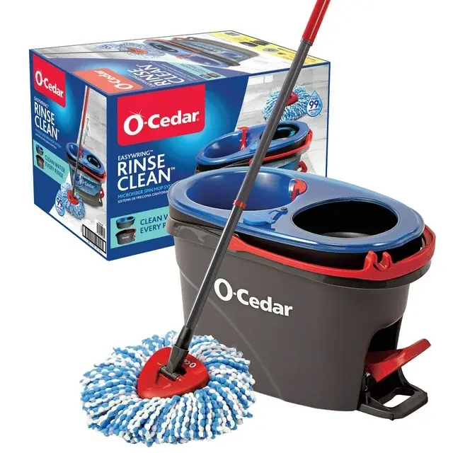 O-Cedar EasyWring RinseClean Spin Mop and Bucket System, Hands-Free System Cleaning Microfiber