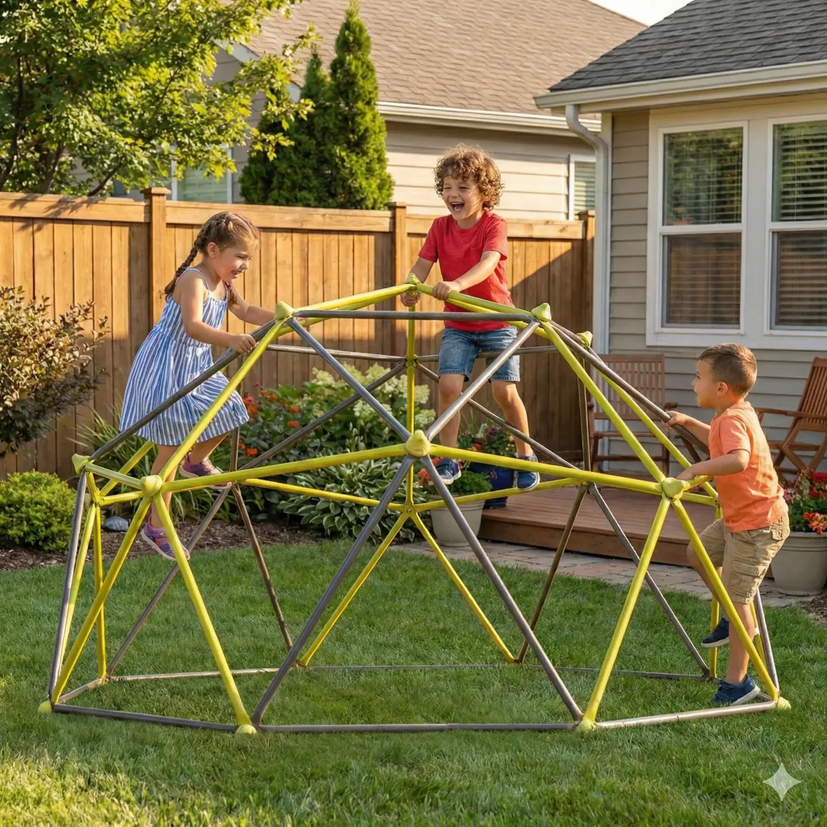 10ft Sturdy Metal ARCH XCF006I 10-Sided Outdoor Playground Climbing Frame (110.24x110.24x55.12in, 74.96lbs) for 3+ Age Kids - Built-in Climbing Rocks, Safe Modern Design, Enhances Balance/Physical Strength/Coordination, Outdoor Furniture