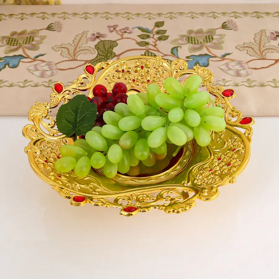 Luxury Peacock-Shaped Gold Fruit Tray | Viral Red Gem Decor | Ideal Snack Organizer | Trending Luxury Serving Platter