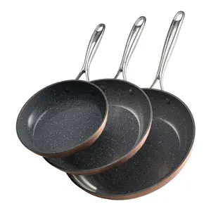 【Summervibes】VEVOR Frying Pan Skillet,  , Aluminum Egg Fry Pans, 3 Piece (8, 10, 12 in), Nonsitck Ceramic Heavy-Duty Skillets with Heat-Resistant Handle, Chef's Cookware, for Oven, Gas, Electric, Induction, Grey