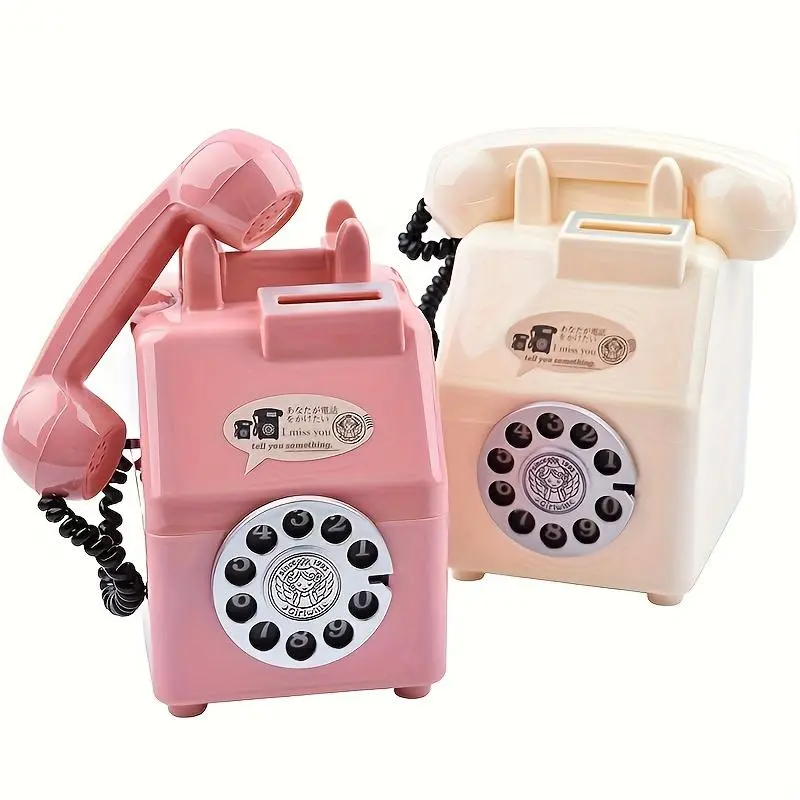Vintage Telephone Form Piggy Bank for Kids - High-Capacity Plastic Cash Saving Box, Coin Storage for Saving Money, Retro Decor, Classic Novelty Pretend Play Toy, Classic Novelty Toy, Unisex