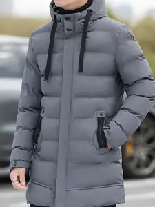 Men's Hooded Winter Jacket - Soft & Warm Casual Coat, Full Zip Closure, Pockets, Machine Washable - Olive Green Trench Coat, Suitable for Everyday and Formal Wear, Insulated with Thermal Fill (Men's Fashion Jacket) - Loose Fit, Solid Color, Functional Hoo