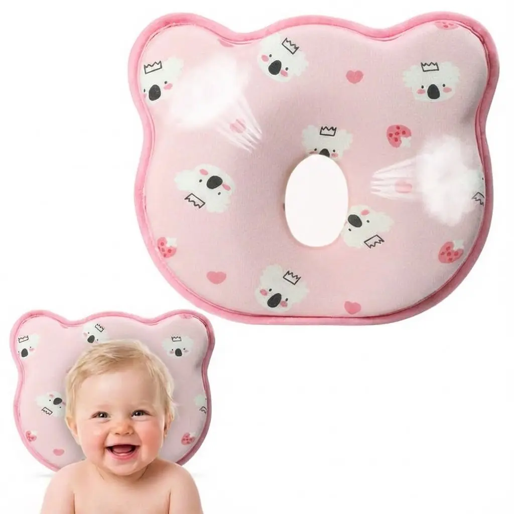 Newly Upgraded Blush Pink Donut Head Pillow Case - Breathable Memory Foam, Gentle Curve, Open Center, Soft Cozy Support, Perfect Gift for New Moms, Sohochic Baby Maternity Bedding Accessory