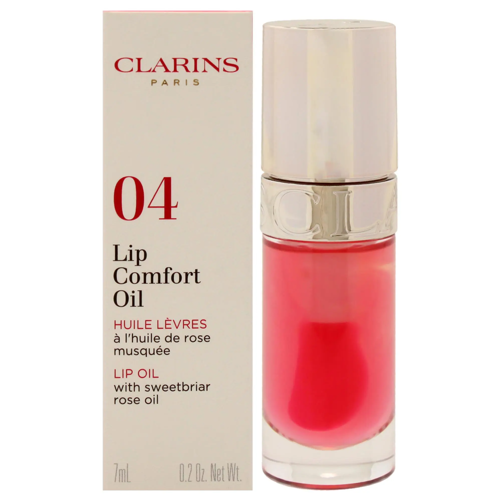 Clarins Lip Comfort Oil - Women's 04 Pitaya Gentle Oil-Based Lip Care, Single Bottle, 0.2 oz (7ml)