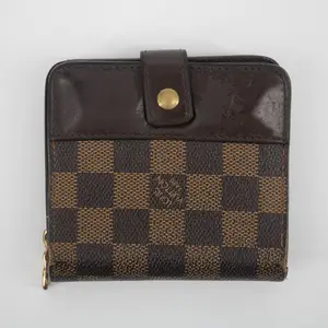 Pre-owned Louis Vuitton Canvas small leather goods Damier Ebene Compact Wallet #2143