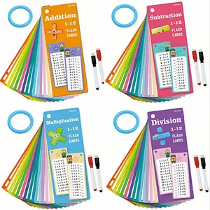 Addition & Subtraction / Multiplication & Division Learning Card Set, Math Flashcards, 1 Set Reusable Math Learning Card with 4 Counts Pen, School & Educational Supplies, Homeschool Supplies for Home Dormitory