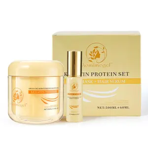 Aomimegel Collagen Hair Mask & Argan Oil Set, Deep Repair Treatment for Dry Damaged Hair, Hydrating & Strengthening with Collagen, Smooth & Shine Care, 500ml + 60 summerwins