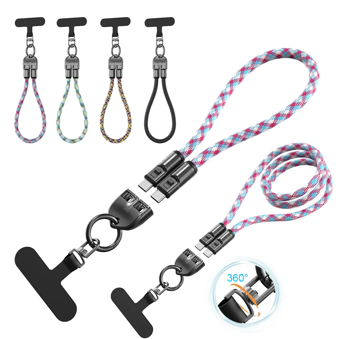 AISONK 240W USB C to USB C Fast Charging Cable Charger - 2-in-1 Durable Braided Cord with Phone Lanyard, PD 3.1, 480Mbps Data Sync for Smartphones, Travel & Daily Carry