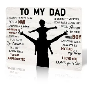 8x12 in Aluminium Metal Sign - Heartfelt Gratitude & Love Wall Art Plaque, Father-Son Home Decor Gift for Father's Day, Birthdays