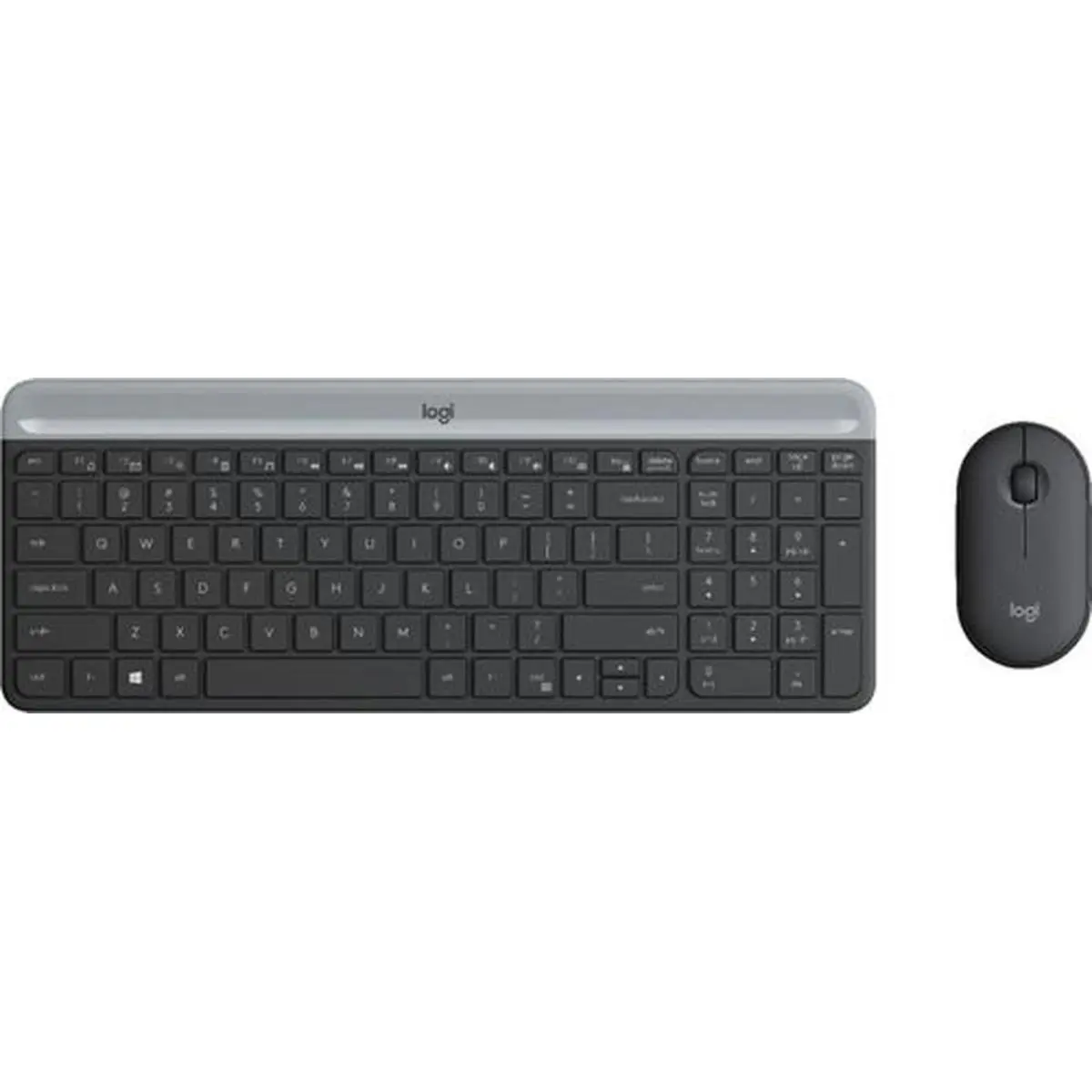 Logitech MK470 Minimalist Low-Profile Slim Wireless Keyboard Mouse Set, Auto-Sleep Function, Black & Gray, Windows-Compatible (Model LOG920009437)
