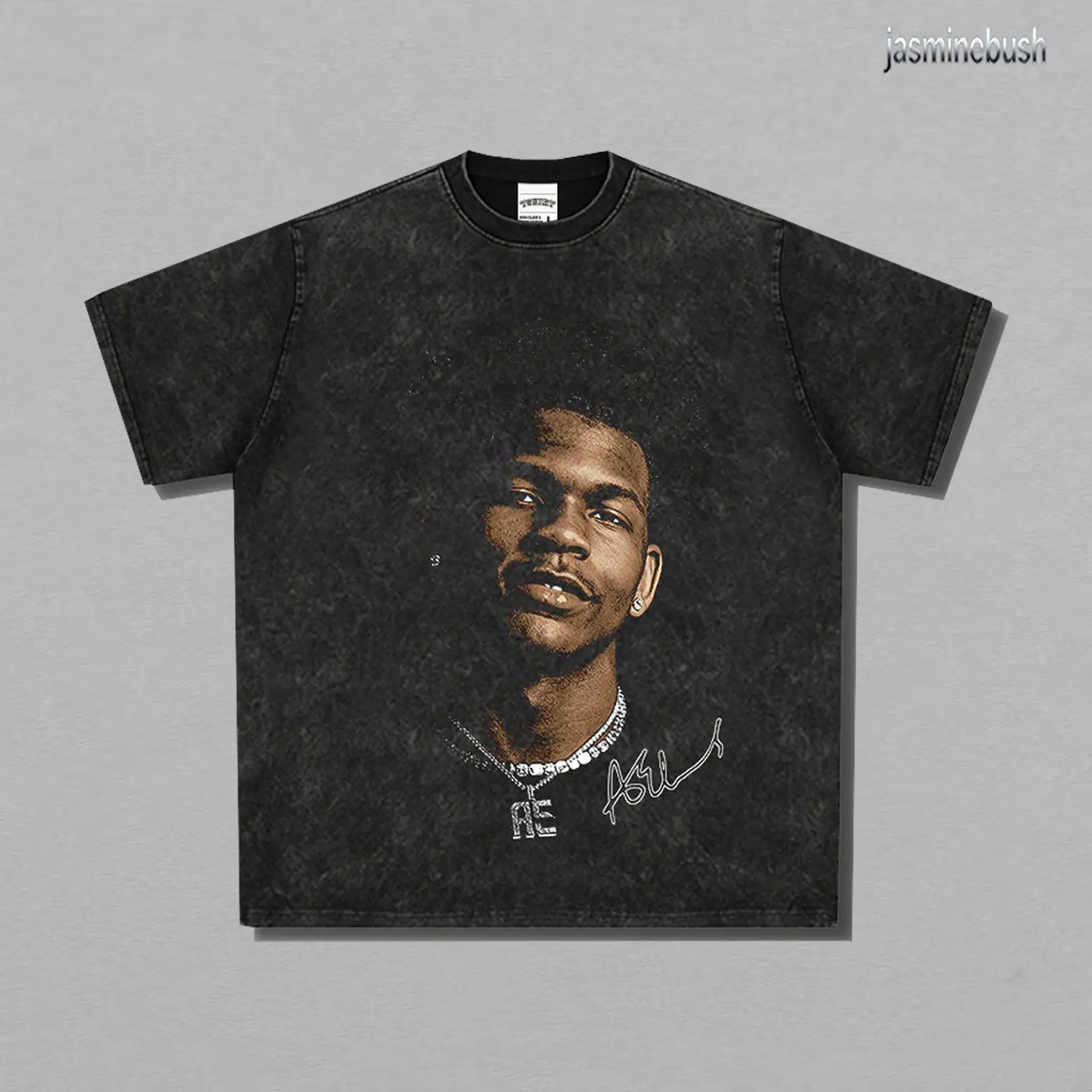 Y2K  "AE" Anthony Edwards Basketball Graphic Tee Black washed T-Shirt Streetwear