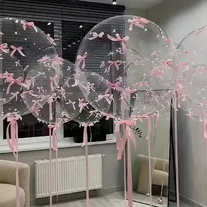 Giant Clear Bubble Balloons Set with Bow, 32 Piece Decorative Bundle for Camping, Weddings, Birthdays & Festivals