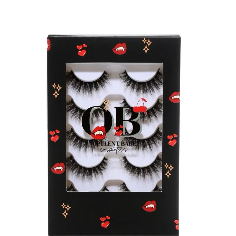 Cherry After Dark 5-Pair Lash Packs - Siren, Fangs, Raven - Faux Mink Synthetic - Vegan Falsies, Fluffy lashes