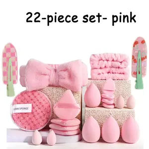 Makeup Tool Set, 22pcs/set Soft Blending Sponge & Powder Puff & Hair Band & Wristband & Makeup Remover Puff & Hair Clip, Makeup Accessories for Women, Makeup Tool Kit