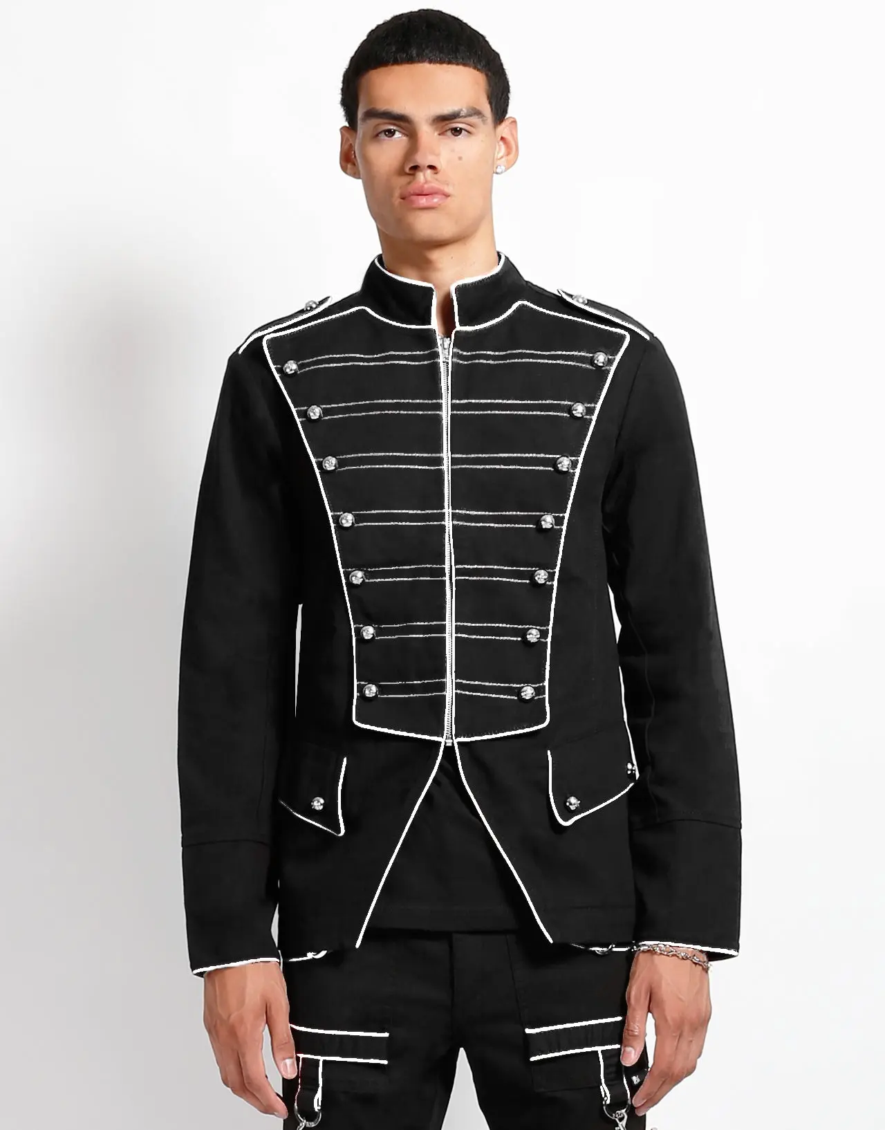 Men's Cotton Band Casual Jacket - Buttons, Thread Detail, All Seasons Men's Coat, Lay Flat to Dry Casual Outerwear Top