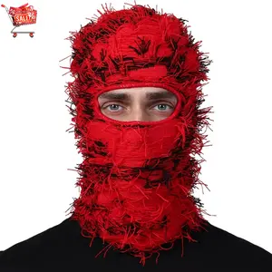 2026 New Unisex Cotton Distressed Balaclava Face Mask - Full Face Knitted Windproof UV Protection Ski Mask for Adult Sports & Outdoor Activities, Ski Masks