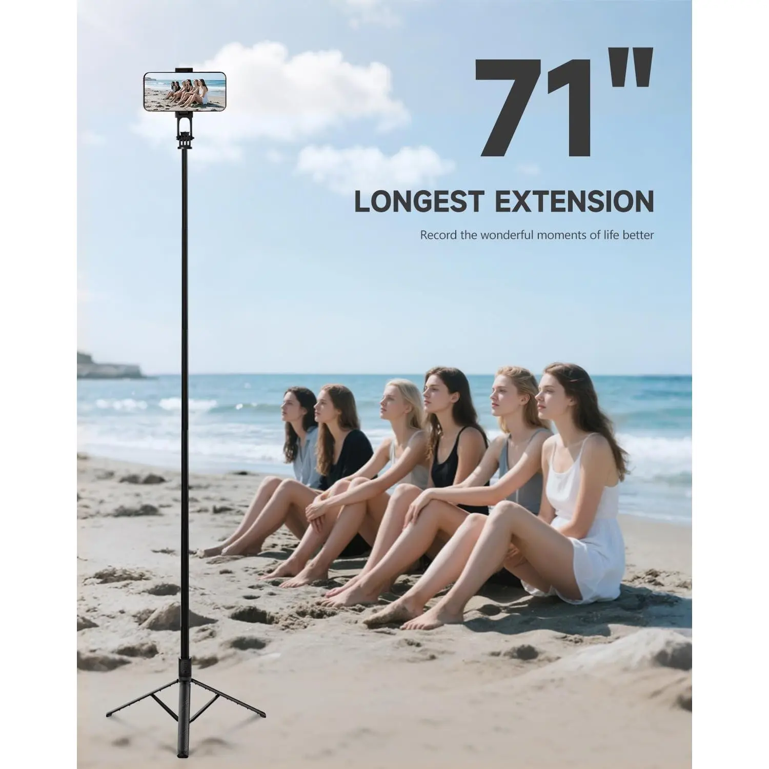 71” All-in-1 Portable Extendable Cell Phone Tripod-Selfie Stick Stand with Wireless Remote for iPhone/Android Smartphones, Cameras - Sports & Outdoor Leisure Equipment Accessories