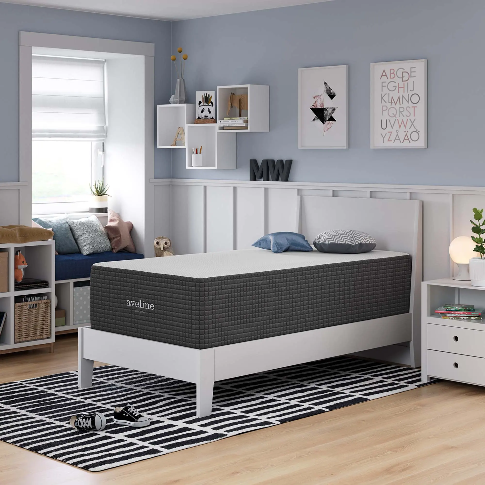 Aveline 16" Memory Foam Twin Mattress - White, Premium Memory Foam Mattresses for Bedroom Comfort