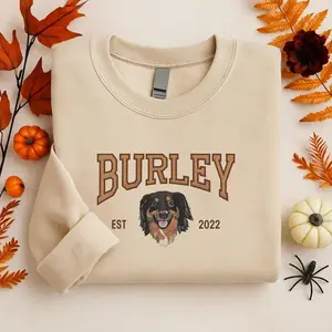 Burley Custom Pet Portrait Embroidered Sweatshirt/T-Shirt Personalized Gift for Pet Lovers or Memorial Tribute Unique Meaningful Tribute for Beloved Pets