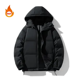 Men's Winter Warm Jacket - Black Hooded Design for Cold Weather Protection daily casual wear puffer coat Menswear Tops Zipper Long Sleeve jackets business casual tops Beige Plain winter outfits men jackets puffer jacket men